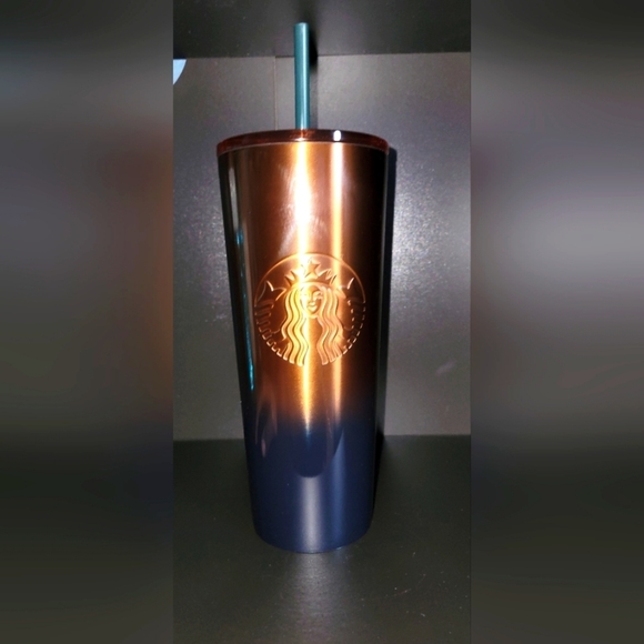 Starbucks Other - NWT Starbucks 2024 Metalic Gold Dark Green and Blue Gradient Ombre 24oz Tumbler
